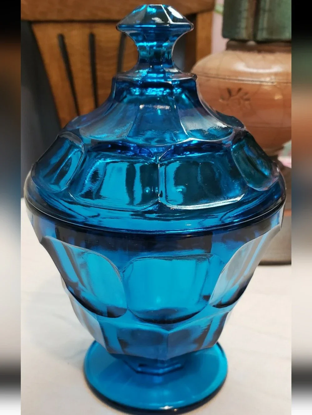 Vintage Blue Glass Apothecary Jar